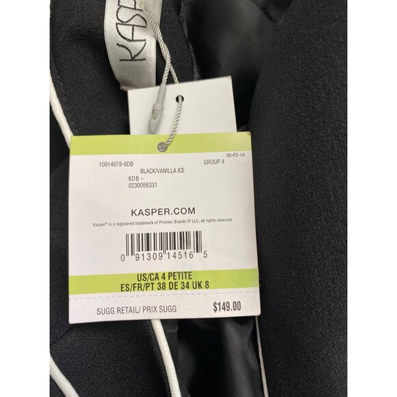 Kasper Womens Petite Open Front Long sleeves Longline Jacket Black Size 4P NWT - Picture 5 of 5